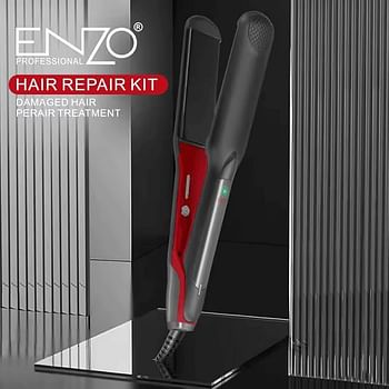 Precisionware ENZO Professional Four Step Bioplex Technology Flat Iron with Ceramic Plates Adjustable Temperature and Quick Heat Up Key Product Features EN-3985 - Black