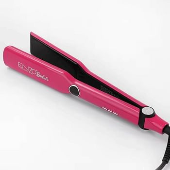 ENZO Barber Hair Straightener Professional Flat Iron with Ceramic Plates Fast Heat-Up Adjustable Temperature and Swivel Cord EN-20171 - Pink