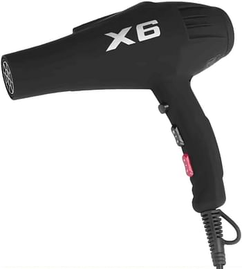 ENZO Salon High-Power Hair Blow Dryer 2500W Professional Hair Dryer with Ionic Technology 3 Heat Settings 2 Speed Settings and Concentrator Nozzle EN-X6 - Black