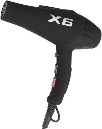 ENZO Salon High-Power Hair Blow Dryer 2500W Professional Hair Dryer with Ionic Technology 3 Heat Settings 2 Speed Settings and Concentrator Nozzle EN-X6 - Black