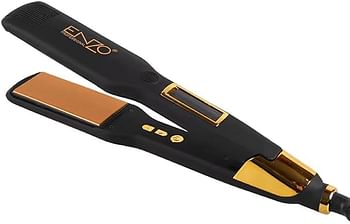 ENZO Professional Hair Straightener Ceramic Tourmaline Flat Iron   with Adjustable Temperature Rapid Heat-Up and Dual Voltage EN-9920A - Black/ Gold