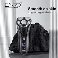 ENZO Rechargeable Three Swivel Head Men's Electric Shaver High  Performance Rotary Shaver with Precision Blades LED Display and Long Lasting Battery EN-9309