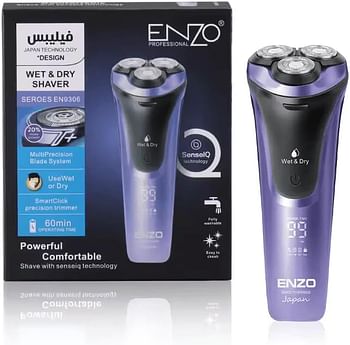 ENZO Rechargeable Triple Blades Shaving Razor for Men Portable High-Performance Electric Shaver with Precision Blades and Long-Lasting Battery EN-9306