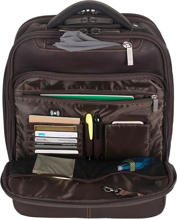 Kenneth Cole Reaction Manhattan Colombian Leather Slim 16" Laptop Checkpoint-Friendly Anti-Theft RFID Business Backpack