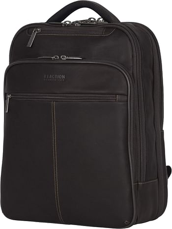 Kenneth Cole Reaction Manhattan Colombian Leather Slim 16" Laptop Checkpoint-Friendly Anti-Theft RFID Business Backpack