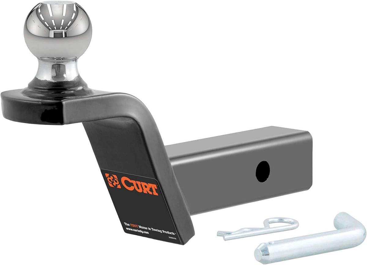 CURT 45155 Fusion Trailer Hitch Mount with 2-Inch Ball & Pin, Fits 2-In Receiver, 7,500 lbs, 2" Rise - black