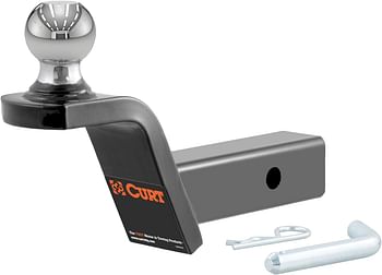 CURT 45155 Fusion Trailer Hitch Mount with 2-Inch Ball & Pin, Fits 2-In Receiver, 7,500 lbs, 2" Rise - black