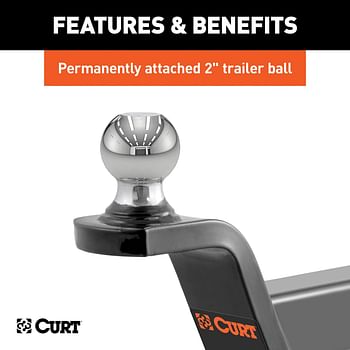 CURT 45155 Fusion Trailer Hitch Mount with 2-Inch Ball & Pin, Fits 2-In Receiver, 7,500 lbs, 2" Rise - black