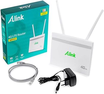 Alink 4G LTE Router, Wi-Fi Router with SIM Slot, No Configuration Required, WAN LAN Wireless Router, 300 Mbps UK Plug - White