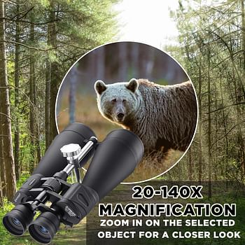 BARSKA Gladiator 20-140x80 Zoom Binoculars (Green Lens) Black