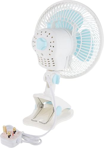 Geepas-2-in-1 Desk Fan, Clip Fan with Oscillation, GF9626N | Safety Grill | Plastic Clip Fan with 3 Blades | 30W Powerful Motor | Ideal for Home, Office, Etc