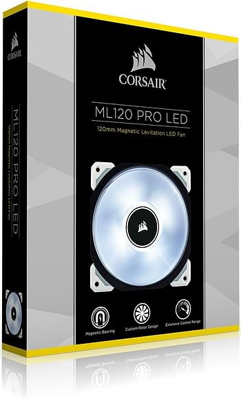 Corsair ML120 Pro LED, White, 120mm Premium Magnetic Levitation Cooling Fan (CO-9050041-WW)