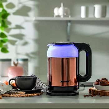 Geepas Electric Glass Kettle 1.L, 360° Rotation Base, Cord Storage, Glass Body Clear Water Label Gauge, Perfect Pour Wide Opening, Safe & Convenient, automatic Shut-Off Function|1. L 1500 W GK38063