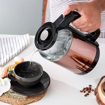 Geepas Electric Glass Kettle 1.L, 360° Rotation Base, Cord Storage, Glass Body Clear Water Label Gauge, Perfect Pour Wide Opening, Safe & Convenient, automatic Shut-Off Function|1. L 1500 W GK38063