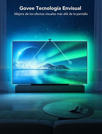 Govee Envisual TV Backlight T2 with Dual Cameras 11.8ft RGBIC Wi-Fi  55-65 inch TVs Double TV Light Beads Adapts to Ultra-Thin TVs Smart App Control Music Sync H605C - Multicolor