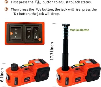 Toby's E-HEELP Electric Car Jack 5Ton 12V Kit Car Jack Hydraulic (Lifting Range: 6.1~17.7 inch) with Inflator Electric Jack for Car SUV Sedan MPV Change Tires Garage Repair Emergency Kit