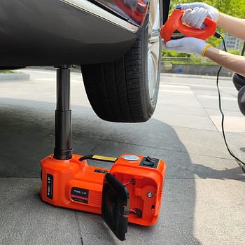 Toby's E-HEELP Electric Car Jack 5Ton 12V Kit Car Jack Hydraulic (Lifting Range: 6.1~17.7 inch) with Inflator Electric Jack for Car SUV Sedan MPV Change Tires Garage Repair Emergency Kit