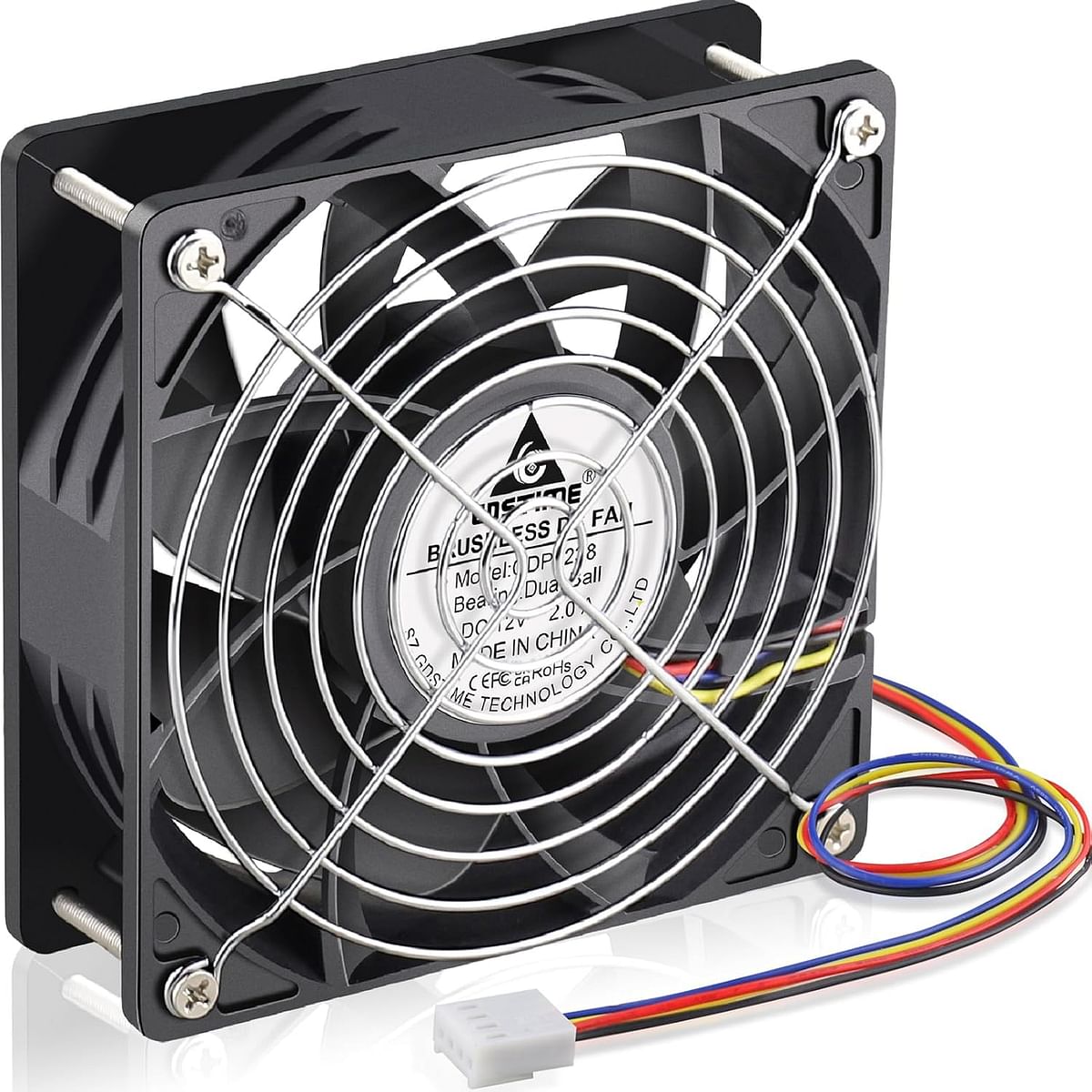 GDSTIME 1238 120mm x 38mm 12V PWM Computer Fan 4 Pin, High Static Pressure Powerful Airflow DC Brushless PC Case Cooling Fans Dual Ball Bearings for Mining Rig, Server Chassis, CPU Coolers, Radiator