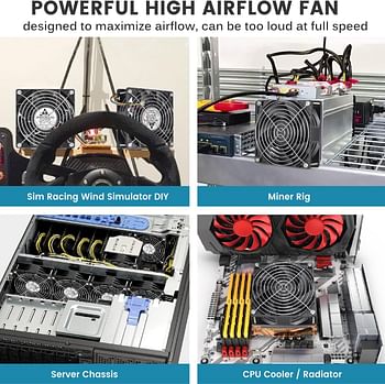 GDSTIME 1238 120mm x 38mm 12V PWM Computer Fan 4 Pin, High Static Pressure Powerful Airflow DC Brushless PC Case Cooling Fans Dual Ball Bearings for Mining Rig, Server Chassis, CPU Coolers, Radiator