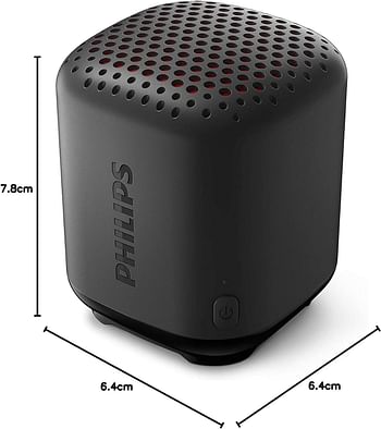 Philips Audio Bluetooth Speaker S1505B/00 (Durable And Ipx7 Waterproof, 8 Hours’ Playback Time, Passive Bass Radiator, 20-M Range, Incl. Lanyard) Black – 2020/2021 Model