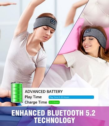 MUSICOZY Sleep Headphones Bluetooth 5.2 Headband Headphones Wireless Earbuds Earphones with HD Stereo Speakers Cool Gadgets Gifts for Sports Workout Jogging Yoga Mom Men Women