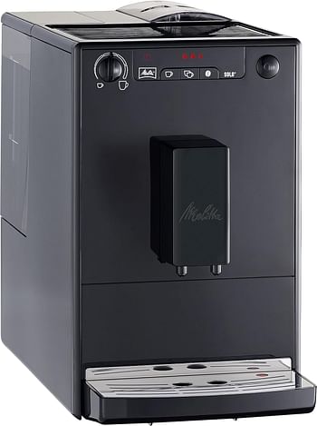 Melitta Solo E950-222, Compact Bean To Cup Coffee Machine With Pre-Brew Function, Automatic Cappuccino Maker, 1400 W, 1.2 Liters, Pure Black, Stainless Steel"