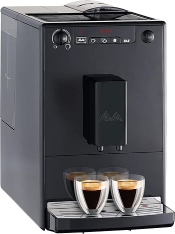 Melitta Solo E950-222, Compact Bean To Cup Coffee Machine With Pre-Brew Function, Automatic Cappuccino Maker, 1400 W, 1.2 Liters, Pure Black, Stainless Steel"