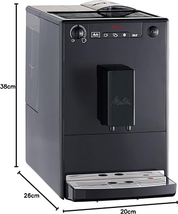 Melitta Solo E950-222, Compact Bean To Cup Coffee Machine With Pre-Brew Function, Automatic Cappuccino Maker, 1400 W, 1.2 Liters, Pure Black, Stainless Steel"