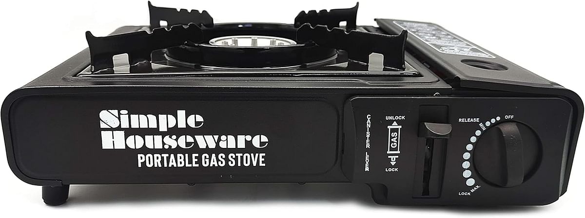 Simple Houseware Portable Gas Stove Black Butane Stove with Carrying Case For Camping Barbecue Emergency Gear Picnic Stove