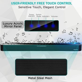 Sound Bars for TV Soundbar Built-in Subwoofer Bluetooth 80W 34inch DSP HIFI 3D Surround Sound Bluetooth Soundbar Touch & Remote Control Support Optical/AUX/USB/Coaxial/SUB OUT for TV PC Tablet Phone