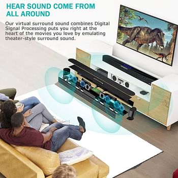 Sound Bars for TV Soundbar Built-in Subwoofer Bluetooth 80W 34inch DSP HIFI 3D Surround Sound Bluetooth Soundbar Touch & Remote Control Support Optical/AUX/USB/Coaxial/SUB OUT for TV PC Tablet Phone