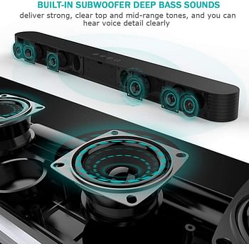 Sound Bars for TV Soundbar Built-in Subwoofer Bluetooth 80W 34inch DSP HIFI 3D Surround Sound Bluetooth Soundbar Touch & Remote Control Support Optical/AUX/USB/Coaxial/SUB OUT for TV PC Tablet Phone