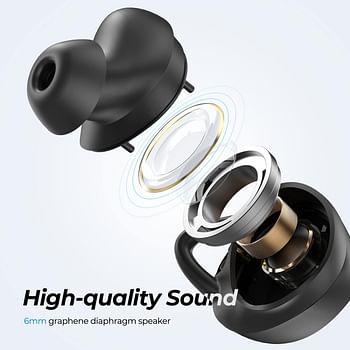 SoundPEATS True Wireless Earbuds 100 Hours Playtime with Charging Case Bluetooth 5.0 IPX7 Waterproof Sports Headphones in-Ear Stereo Graphene Drivers Touch Control - Black