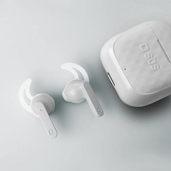 SBS Air Free True Wireless Earphones 250 mAh Charging Case Premium Audio Quality for Music and Exercise Lightweight & Compact Comfortable - White