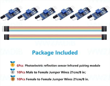 WWZMDiB 6Pcs IR Infrared Sensor 3-Wire Reflective Photoelectric Module for Arduino - White