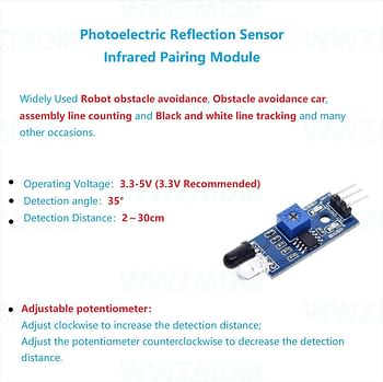 WWZMDiB 6Pcs IR Infrared Sensor 3-Wire Reflective Photoelectric Module for Arduino - White