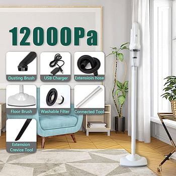 TDOO Cordless Vacuum Cleaner 12000Pa Powerful Cordless Vacuum 4 in 1 35Mins Long Runtime Lightweight & Ultra-Quiet Stick Vacuum for Hardwood Floor Carpet Pet Car Cleaning