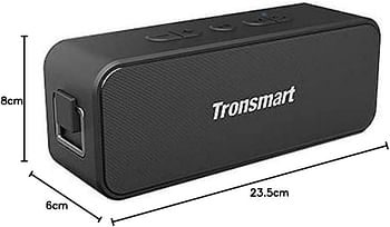 Tronsmart 357167 Waterproof Bluetooth speaker T2 PLUS Portable Speaker with 24 Hours Playtime IPX7 Wireless 5.0 Voice Assistant Built-In Mic for Phone Outdoor - Black