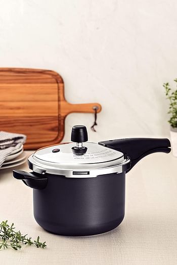 Tramontina Vancouver 20cm 4.5L Graphite Aluminum Pressure Cooker with Interior and Exterior Starflon Max PFOA Free Nonstick Coating