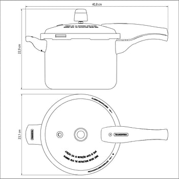 Tramontina Vancouver 20cm 4.5L Graphite Aluminum Pressure Cooker with Interior and Exterior Starflon Max PFOA Free Nonstick Coating