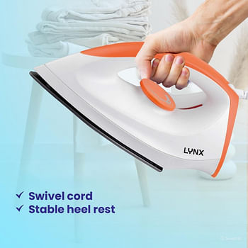 lynx Dry Iron - Non-stick coating plate and adjustable heat control Indicator light Perfect for all types of clothing - 1200W - 50/60Hz - LY-IR-3012