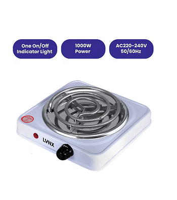 lynx Small Electric Cooktop Single Burner Stainless Steel With Overheat Protection Lightweight 1000W LY-HP-6012