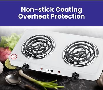 lynx Non-stick Coating Durable Electric Burner with Overheat Protection LY-HP-6016 - White