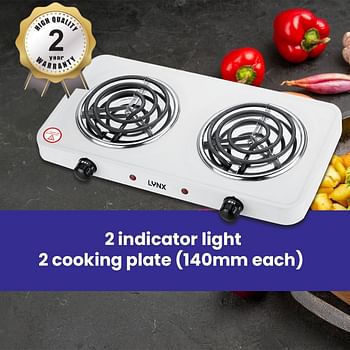 lynx Non-stick Coating Durable Electric Burner with Overheat Protection LY-HP-6016 - White