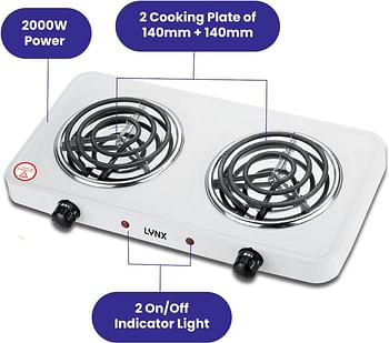 lynx Non-stick Coating Durable Electric Burner with Overheat Protection LY-HP-6016 - White