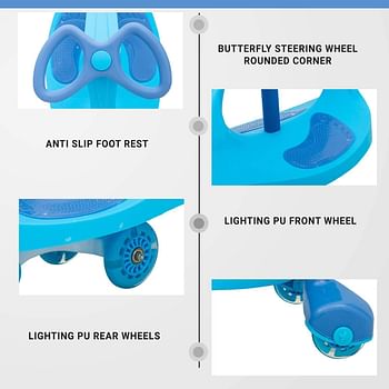 Baybee Unicorn Swing Cars for Kids-Strongest & Smoothest Twister-Magic Car Ride ons for Kids with PU Wheels-Kids Ride on Push car for Kids Babies for 2 Years and Up boys girls (Light Blue)