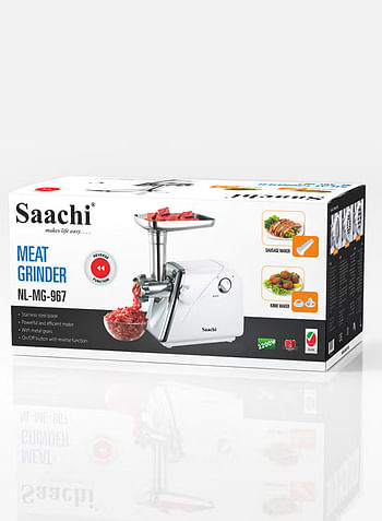 Saachi Meat Grinder with Powerful and efficient motor 2200 W NL-MG-967-WH White