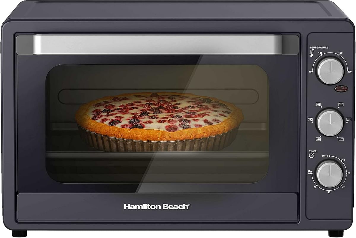 Hamilton Beach 55L 2200W Convection Toaster Oven with Rotisserie Grill Double Walled Glass Oyster Grey Color 6 accessories 6 functions Max 230°C temp and 60 mins timer CTGL55-ME