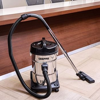 Geepas GVC2597 2-in-1 Blow and Dry Vacuum Cleaner 2300W Powerful Copper Motor, 23L Stainless Steel Tank - Dust Full Indicator