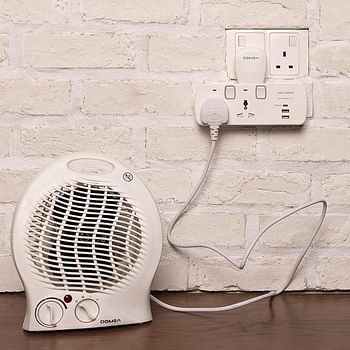 DOMEA Electric Fan Heater 2000 W For Home/Flat/Office With 2 Heat Settings Fan/Warm/Hot Function Thermostat Control Overheat Protection Easy To Handle - White